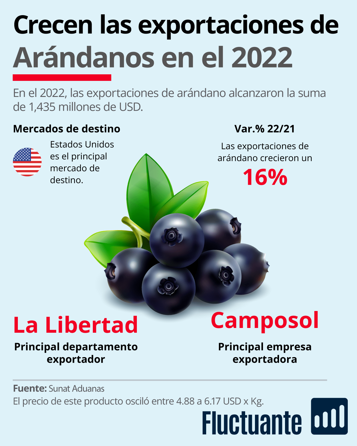 Exportación de arándanos Perú 2022