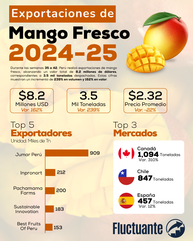 Exportaciones de mango fresco campaña 2024-2025 | Fluctuante